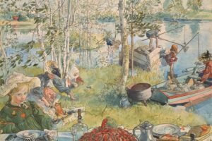 Carl Larsson Crayfishing Print
