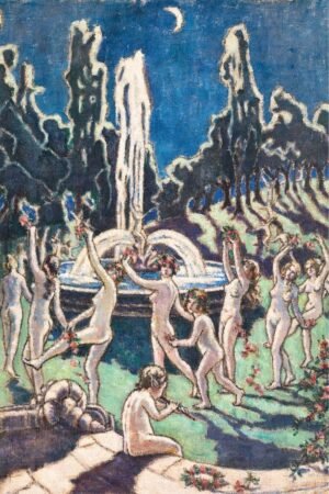 Nudes Dancing Round a Fountain by Moonlight Art Print by Mainie Jellett