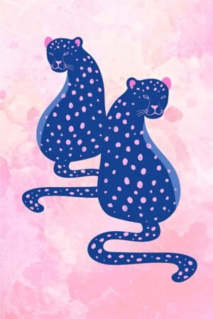Pink Blue Cheetah Poster