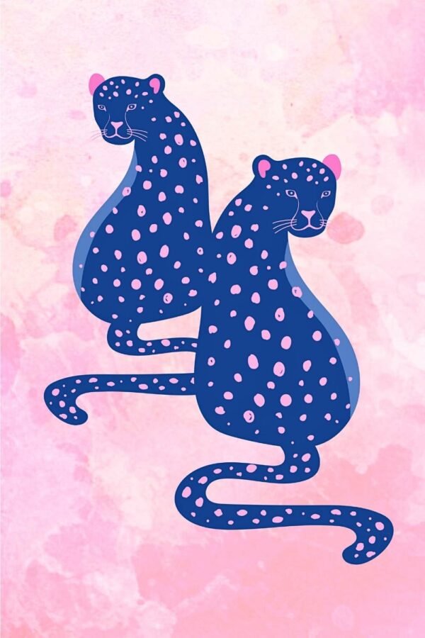 Pink Blue Cheetah Poster